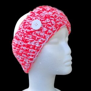 Ladies crochet sparkly red and white winter earwarmers